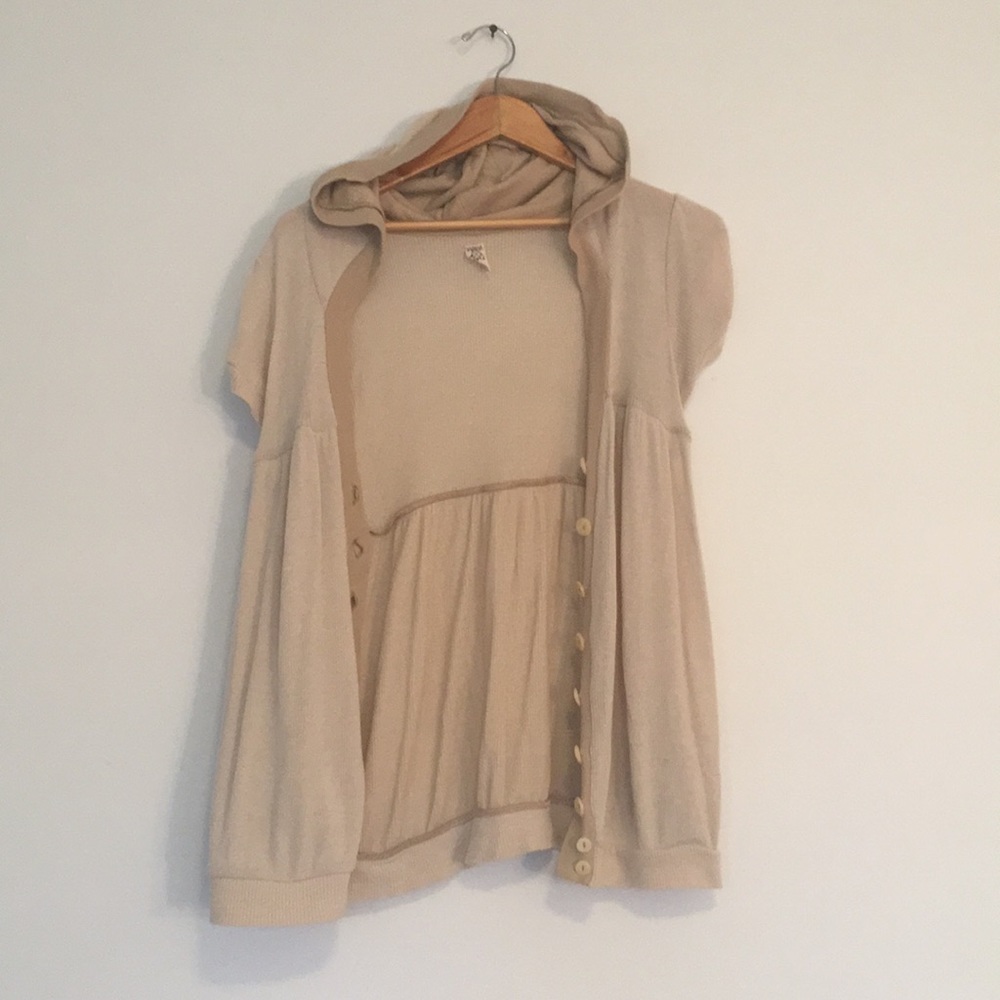 Free people hooded short sleeve top.